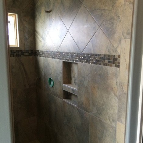 tile installation in bathroom - Contract Interiors, IN